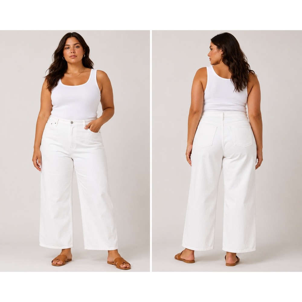 Madewell Perfect Vintage Wide Leg Crop Jeans 32 Tile White NWT ND538
